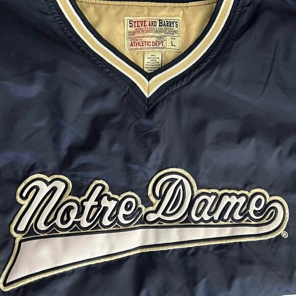 Vintage Notre Dame Steve and Barry's Jacket Men’s L Pullover V Neck Windbreaker - Picture 2 of 8